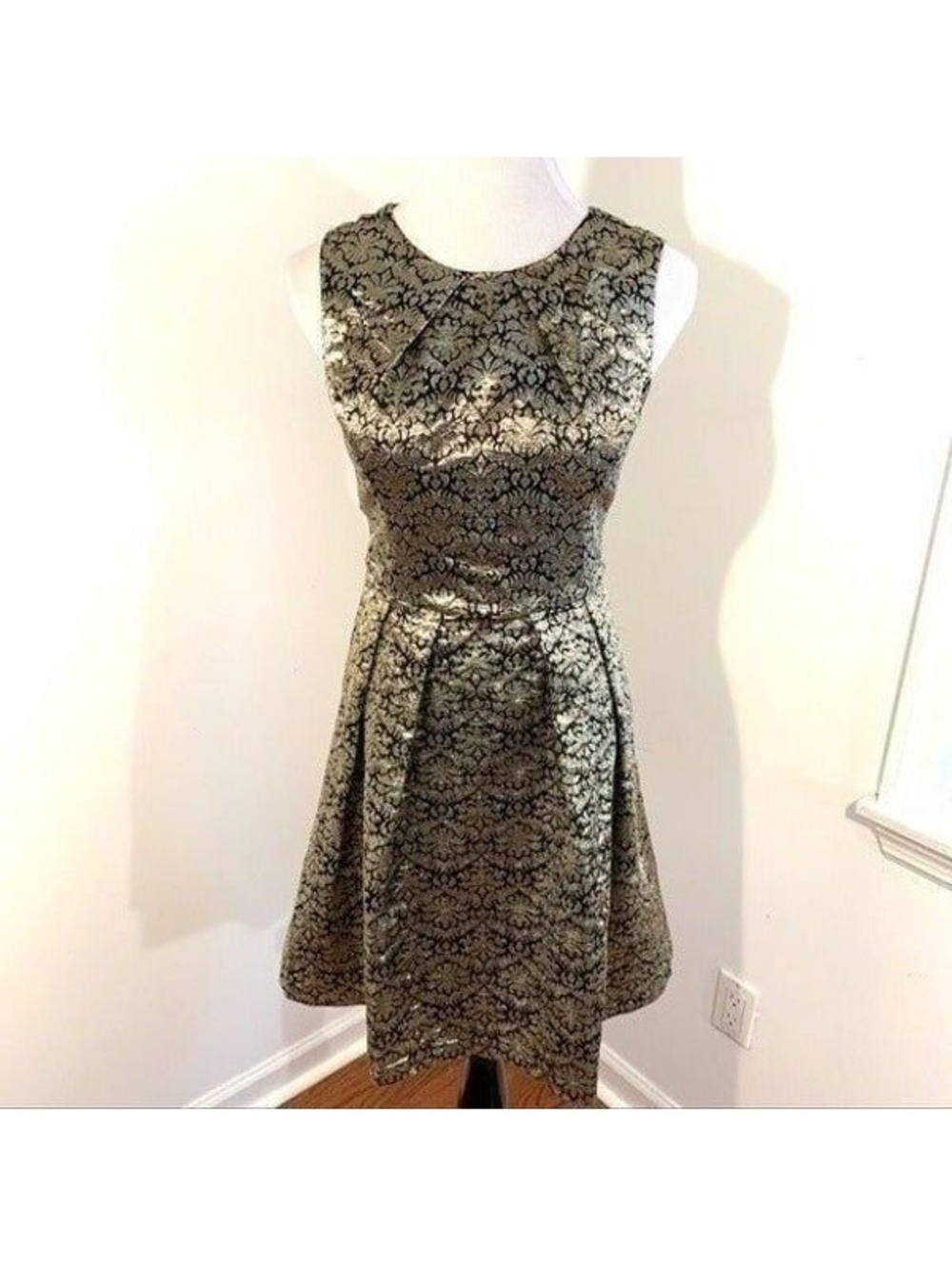 Ark & Co Gold Brocade Fit Flare Dress